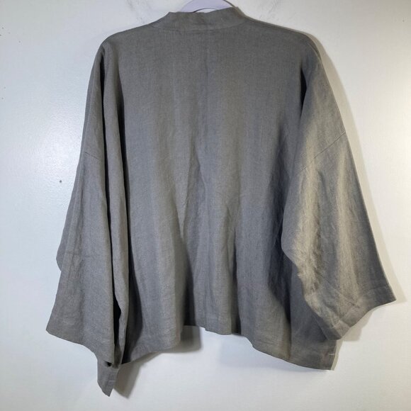 Womens Eskandar Open Linen Jacket Heavy Weight‎ Lagenlook Gray Esk 0 US 6/8 - Picture 2 of 11